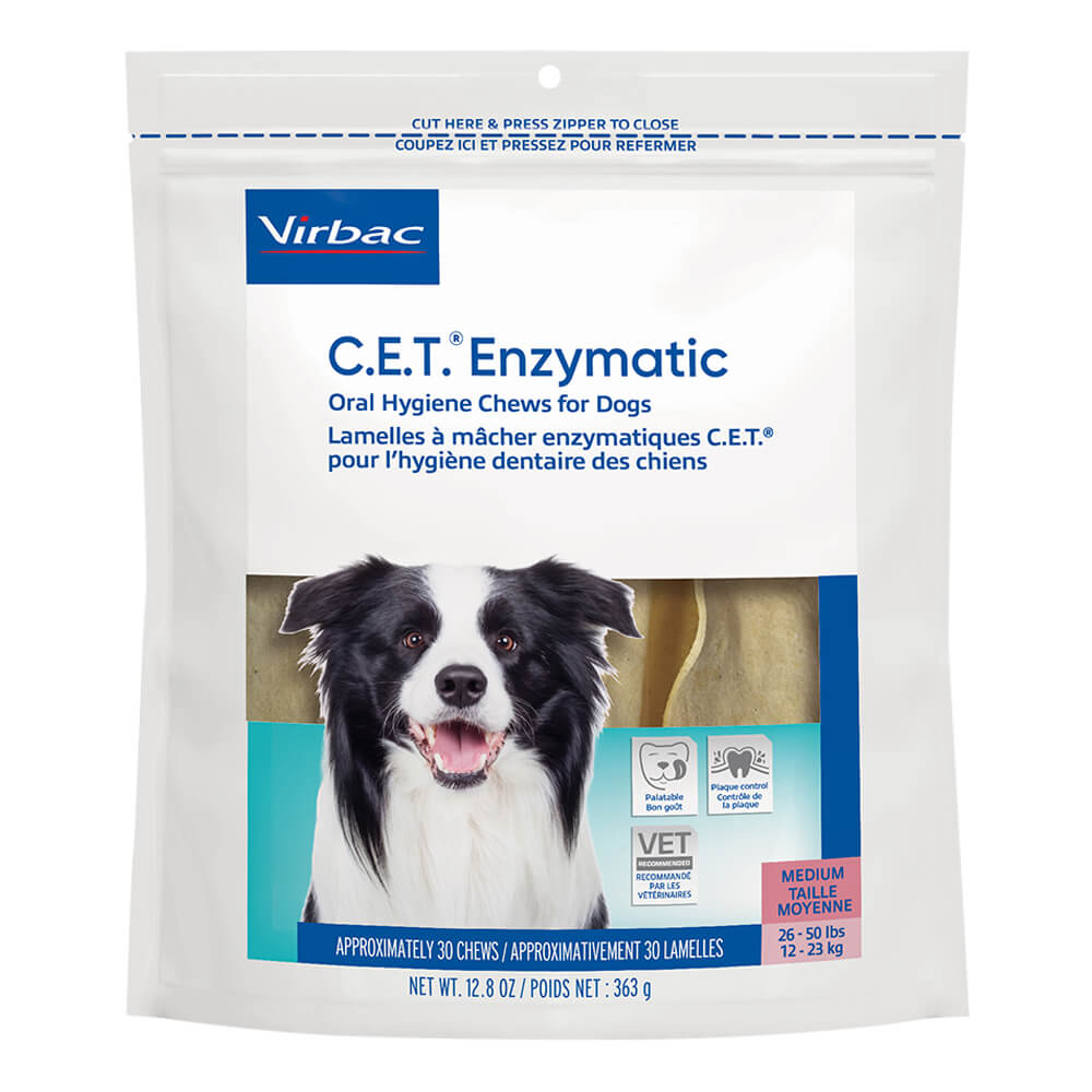 Virbac 90607 CET Enzymatic Oral Hygiene Chews for Large Dogs - 30 Chews