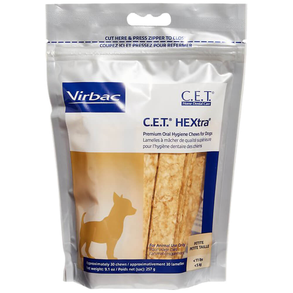 Virbac C.E.T. HEXtra Premium Dental Oral Hygiene Chews for Dogs, 30 ct