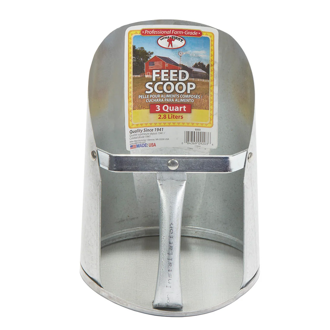 Metal Grain Feed Scoop - 3 qt.